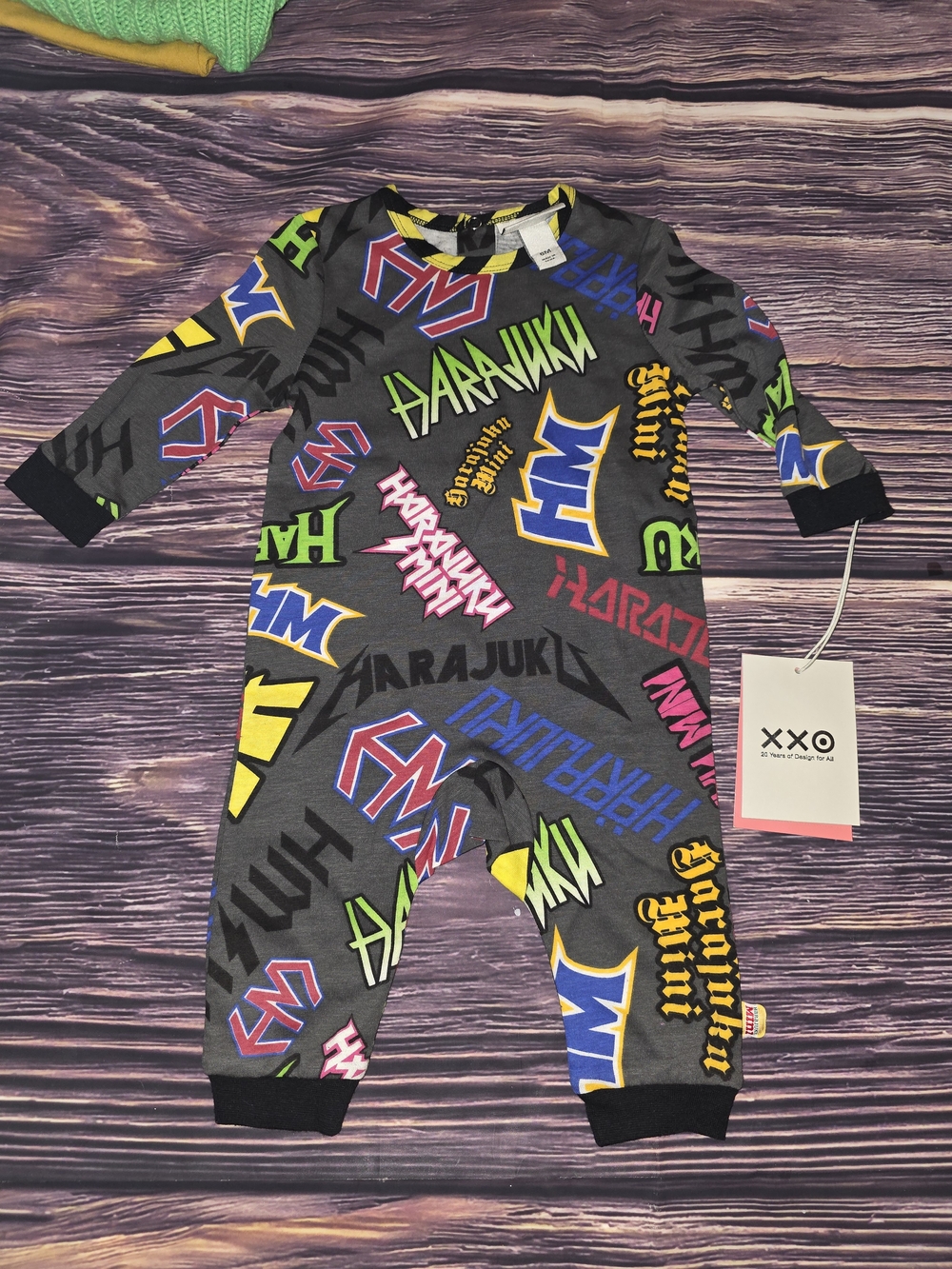 Harajuku Lovers Multicolor Graphic Grey Baby One-Piece